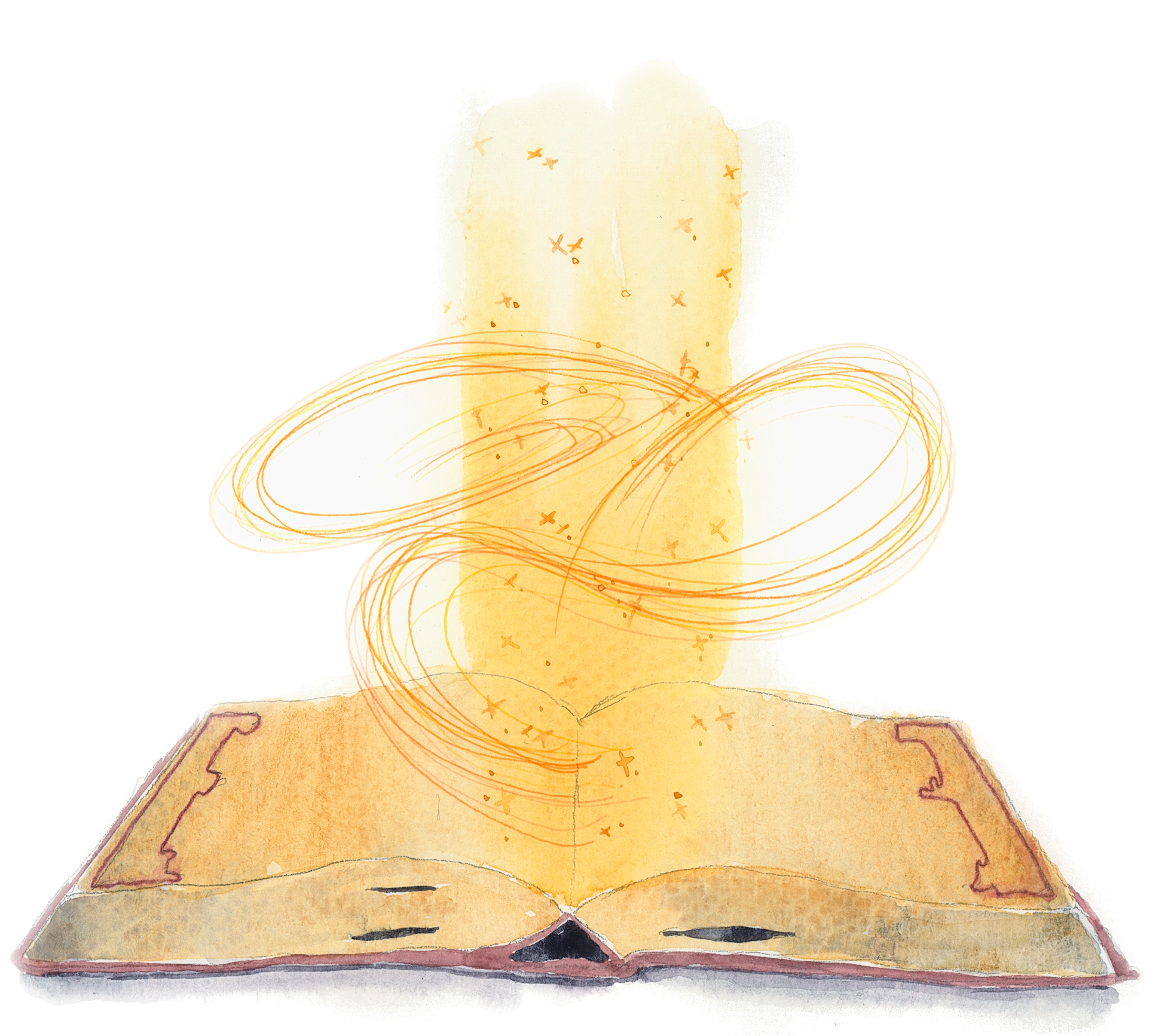 Magical book with swirls
